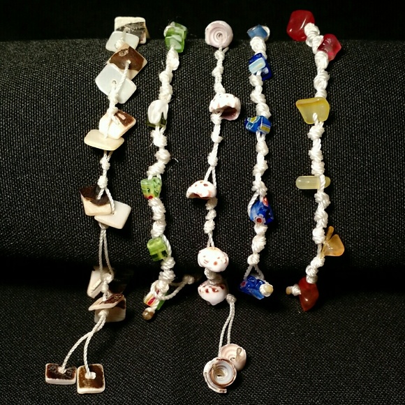 5 Sea Shell & Colorful Stone Beach Bracelets - Lot - Picture 3 of 6